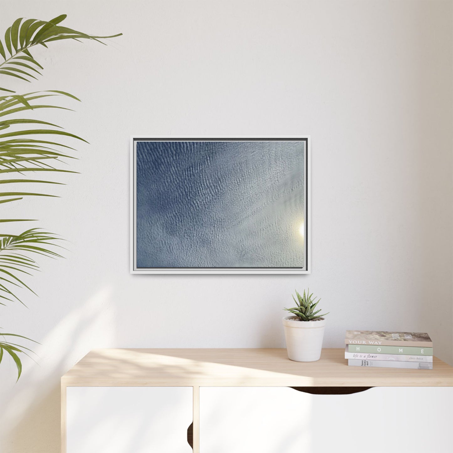 Undulating Whispers of Cerulean Stillness - Unique Stretched Canvas Wall Art - Art By Earth