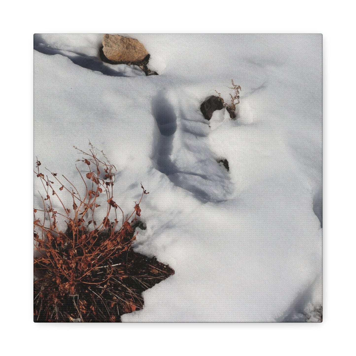 Snow's Tender Embrace - Unique Frameless Canvas Wall Art