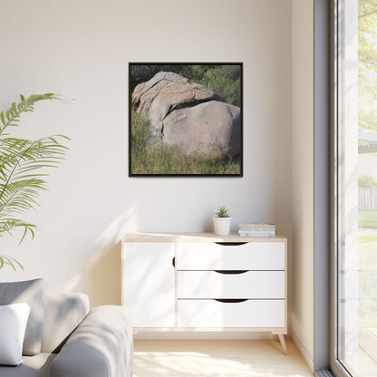 Stone Head Emerging from Earth - Unique Stretched Canvas Wall Art - Art By Earth