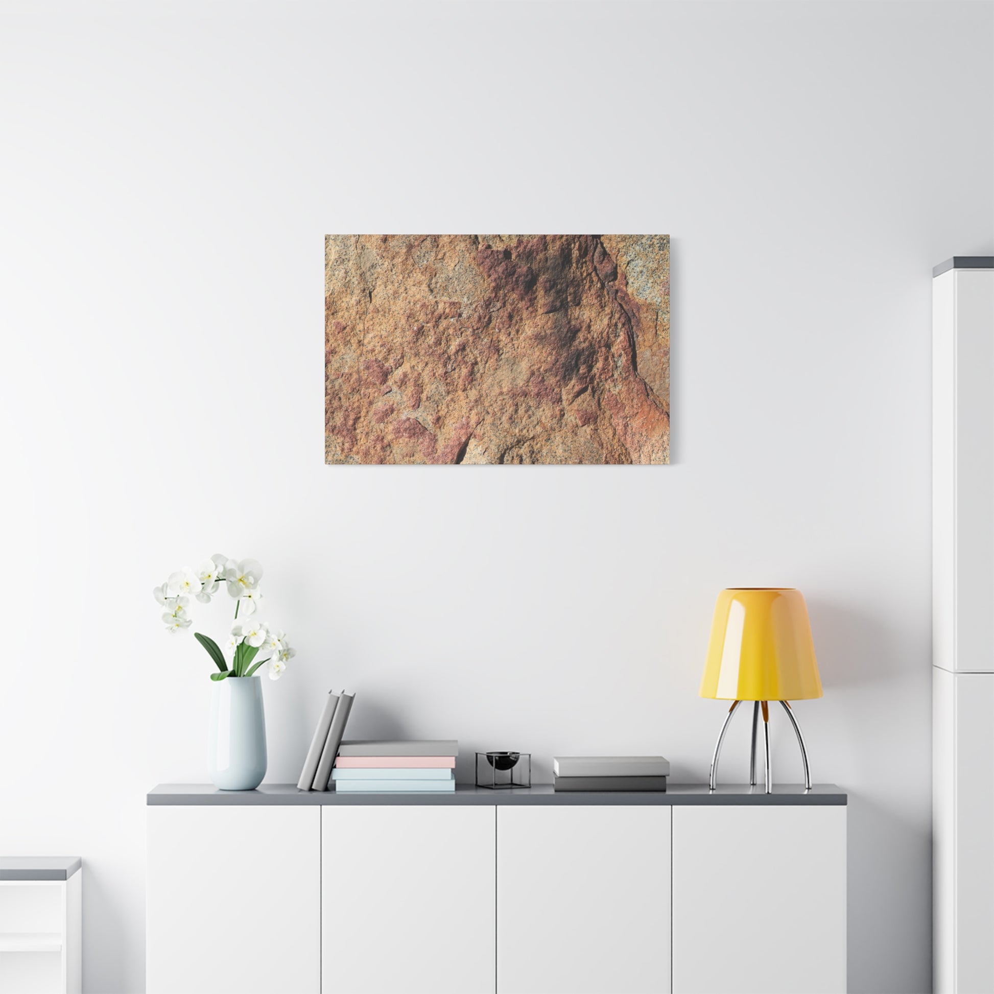 Lithic Veins of Ember - Unique Frameless Canvas Wall Art - Art By Earth