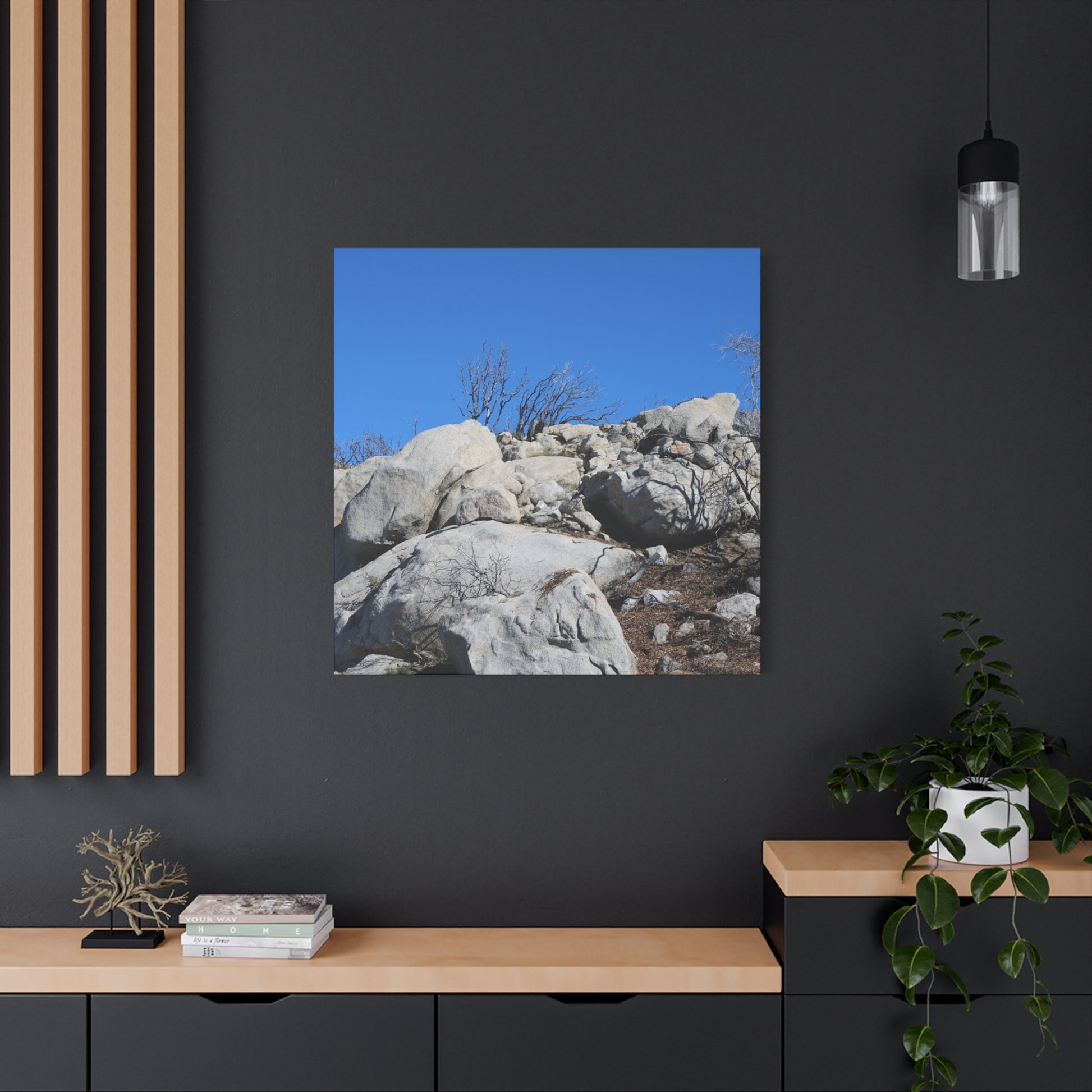 Desert Rocks Under Blue Sky - Unique Frameless Canvas Wall Art - Art By Earth