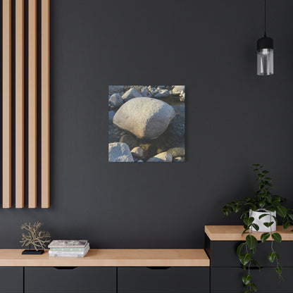 Boulder in Stream - Unique Frameless Canvas Wall Art - Art By Earth