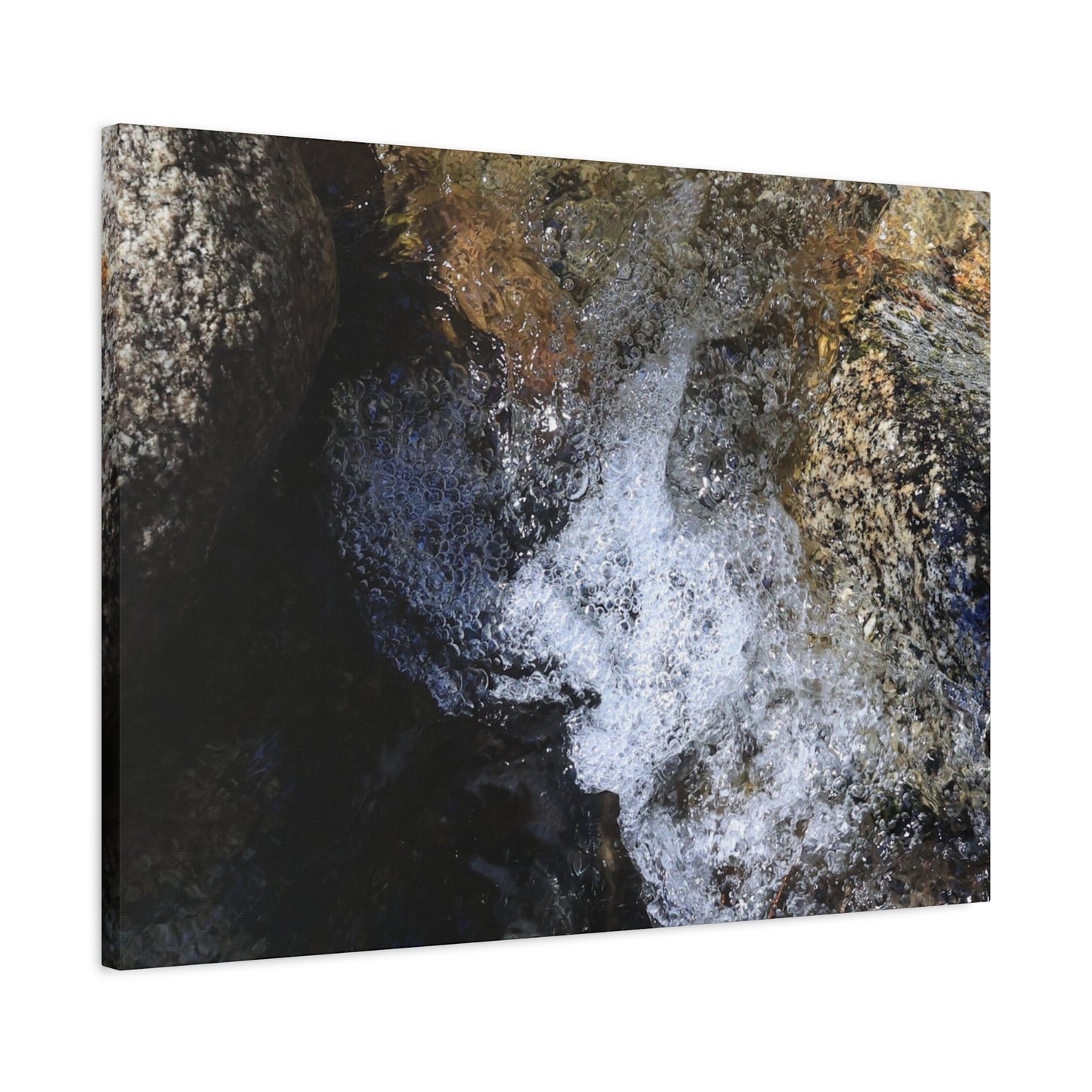 Water's Whisper Between Stone - Unique Frameless Canvas Wall Art - Art By Earth