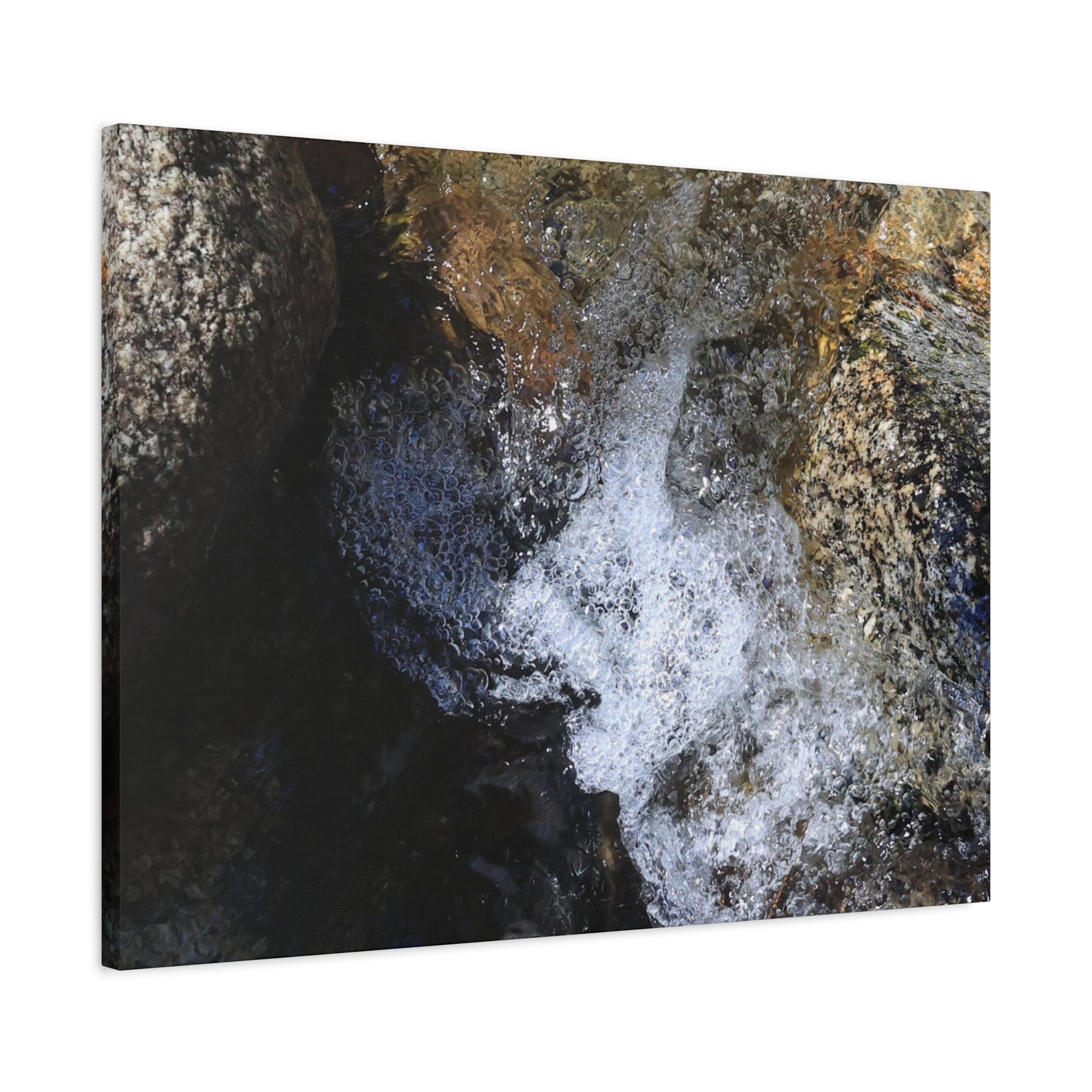 Water's Whisper Between Stone - Unique Frameless Canvas Wall Art - Art By Earth