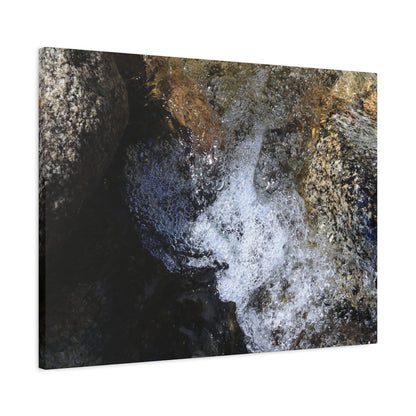 Water's Whisper Between Stone - Unique Frameless Canvas Wall Art - Art By Earth
