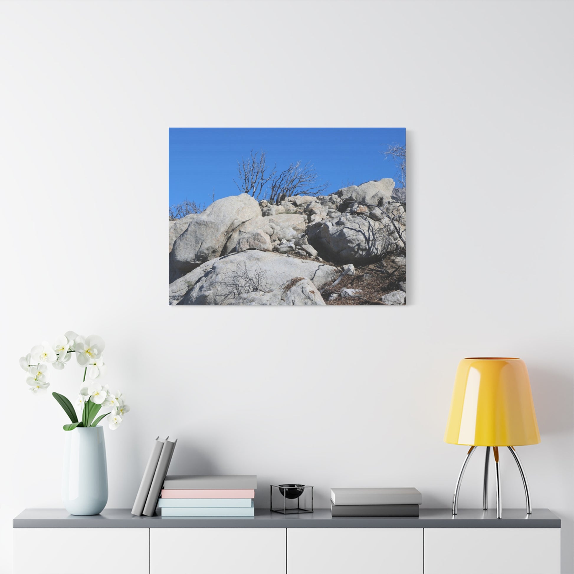 Desert Rocks Under Blue Sky - Unique Frameless Canvas Wall Art - Art By Earth