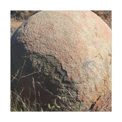Stone Sphere in Arid Landscape - Unique Stretched Canvas Wall Art - Art By Earth