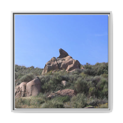 Sagebrush Landscape with Boulder Outcrop - Unique Stretched Canvas Wall Art - Art By Earth