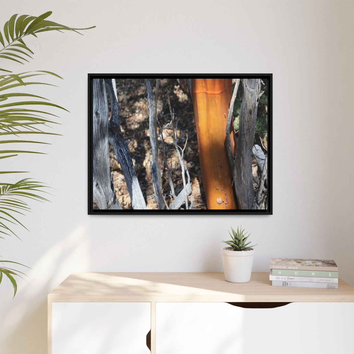 Burnt Trees and Golden Trunk - Unique Stretched Canvas Wall Art