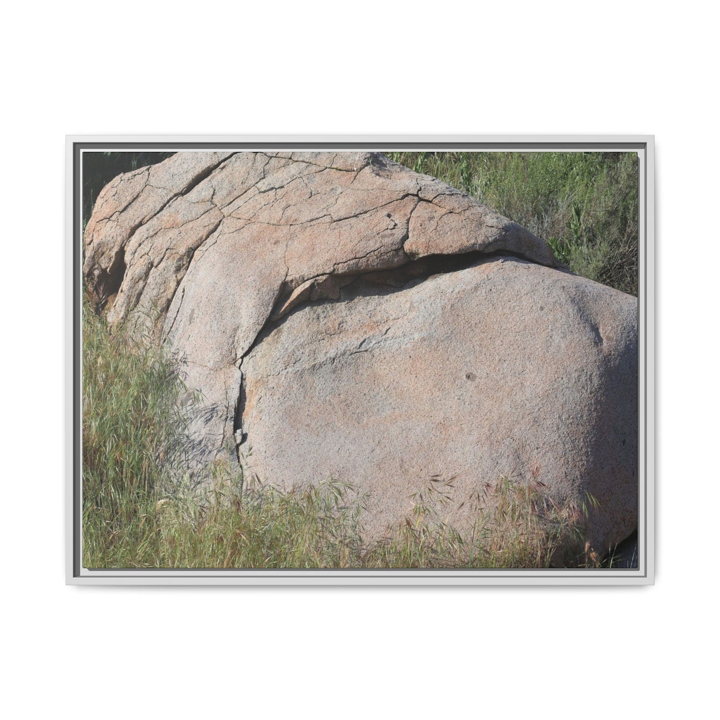 Stone Head Emerging from Earth - Unique Stretched Canvas Wall Art - Art By Earth