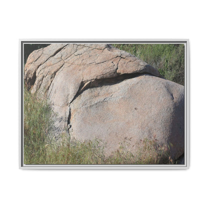 Stone Head Emerging from Earth - Unique Stretched Canvas Wall Art - Art By Earth