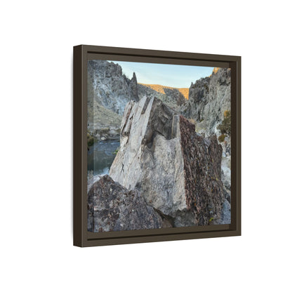 River's Stone Sentinel - Unique Stretched Canvas Wall Art