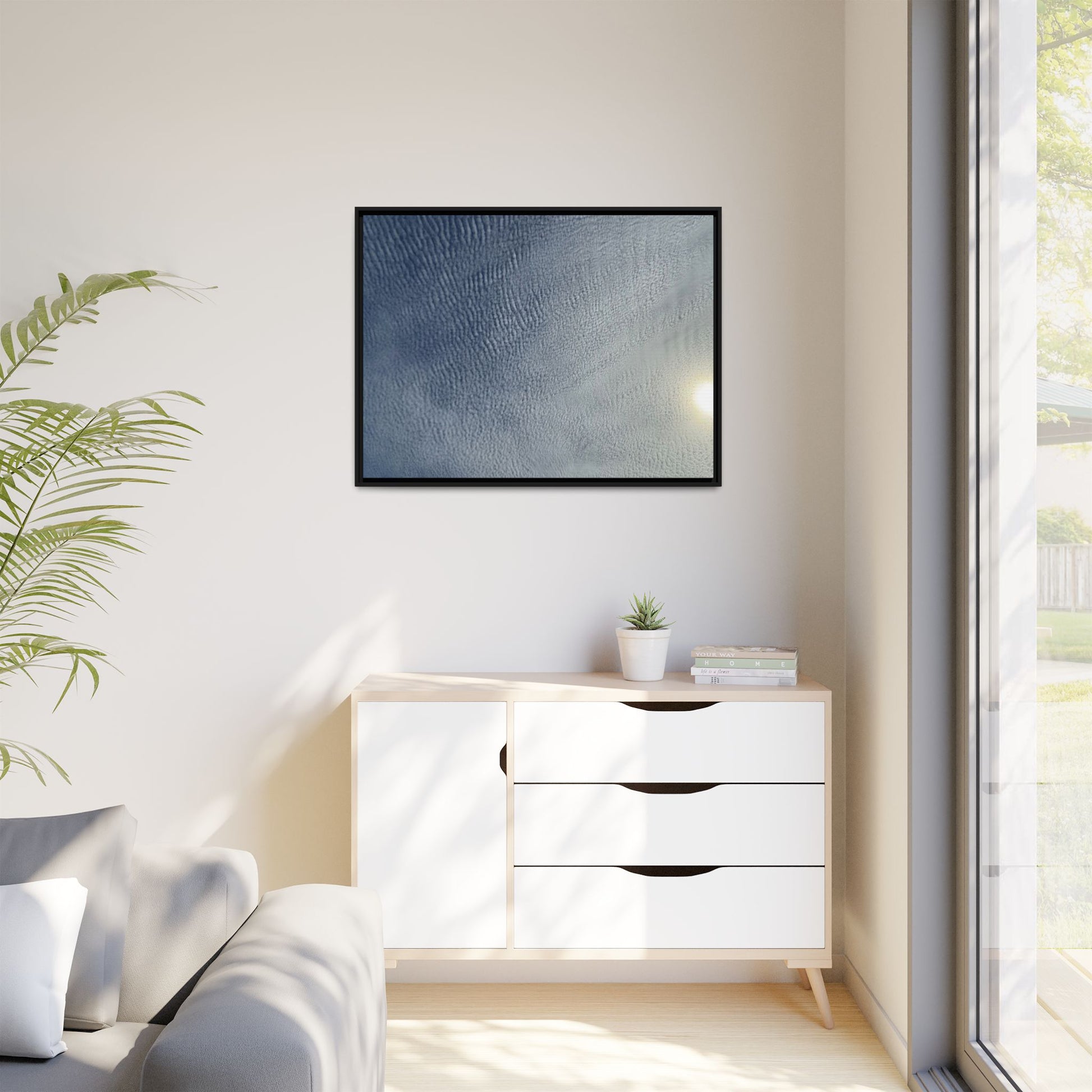 Undulating Whispers of Cerulean Stillness - Unique Stretched Canvas Wall Art - Art By Earth