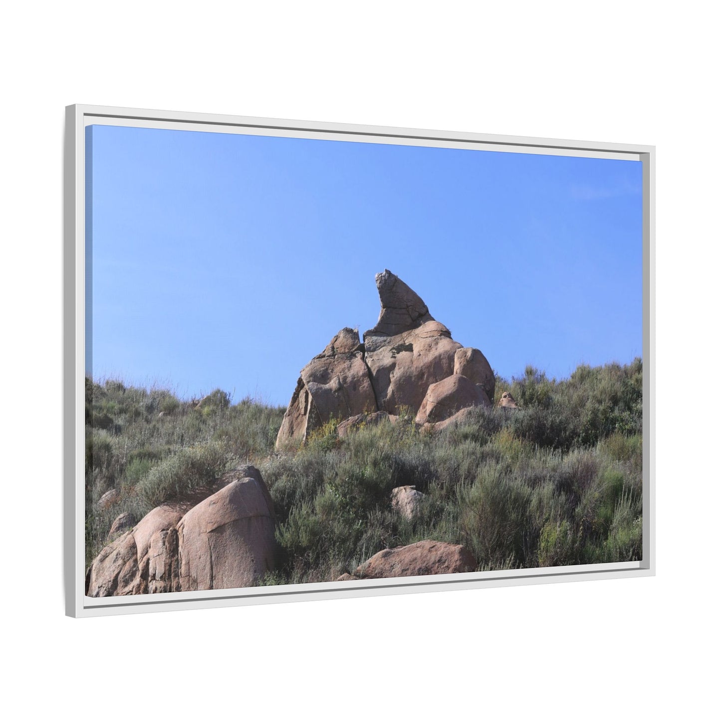 Sagebrush Landscape with Boulder Outcrop - Unique Stretched Canvas Wall Art - Art By Earth