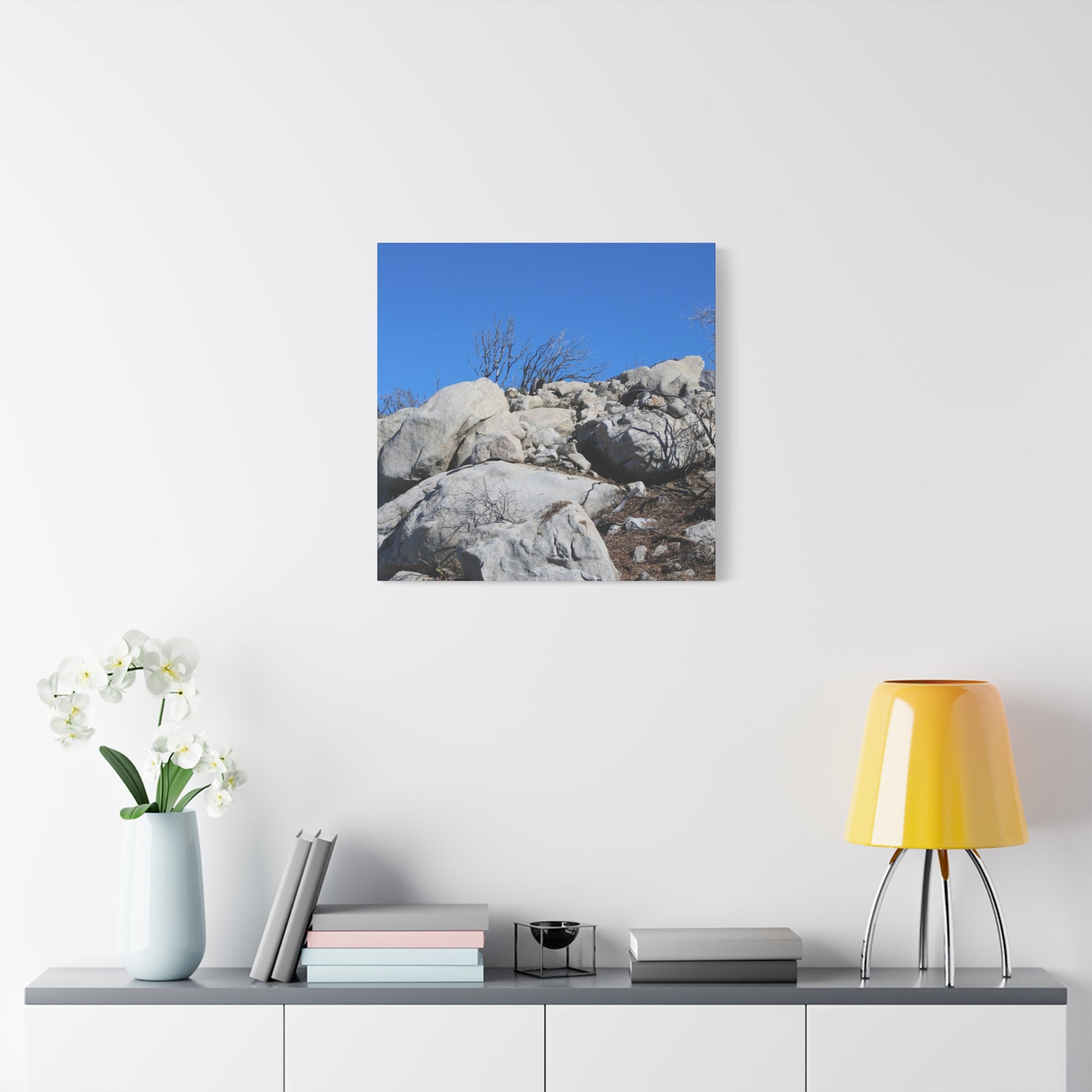 Desert Rocks Under Blue Sky - Unique Frameless Canvas Wall Art - Art By Earth