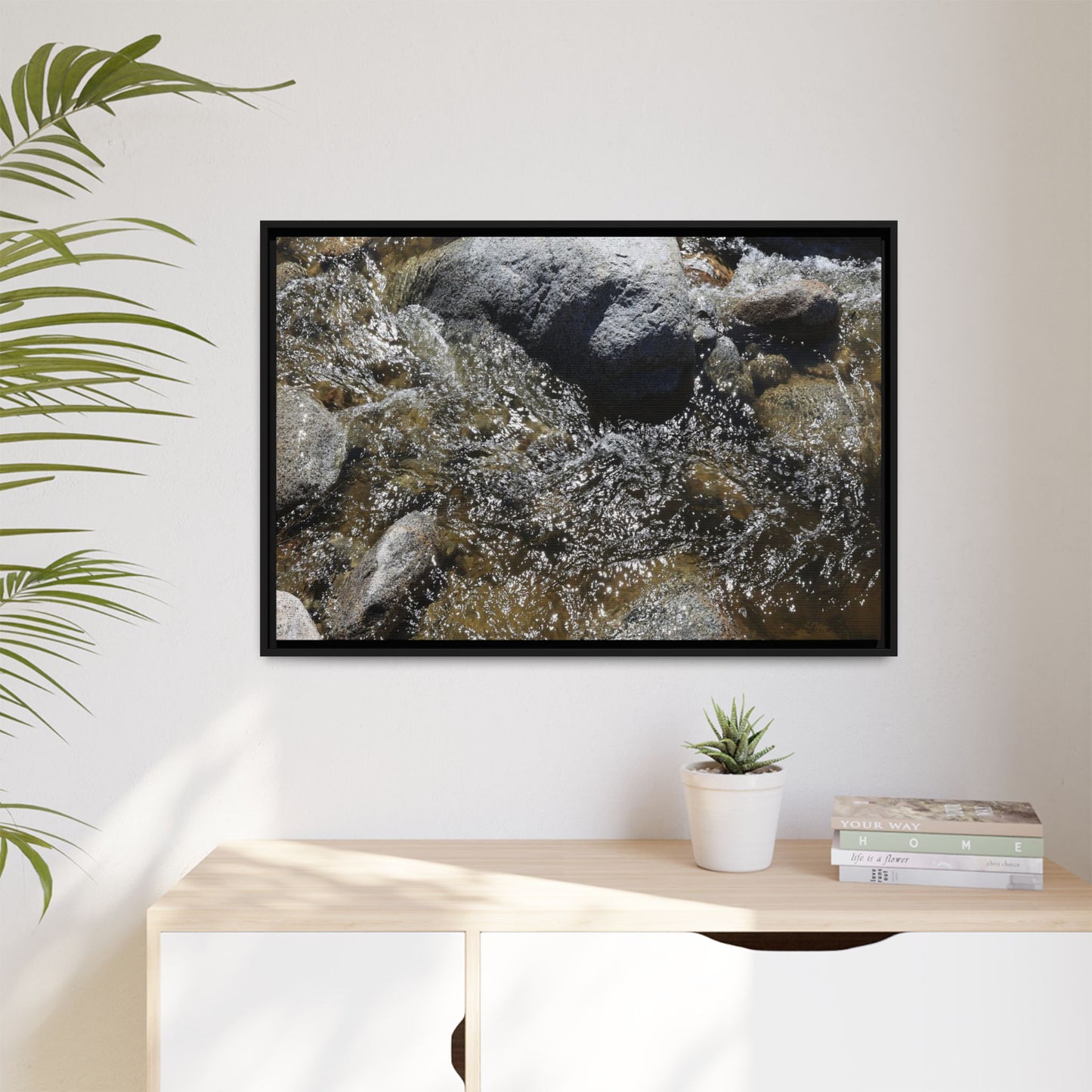 Water's Dance Over Stone - Unique Stretched Canvas Wall Art - Art By Earth