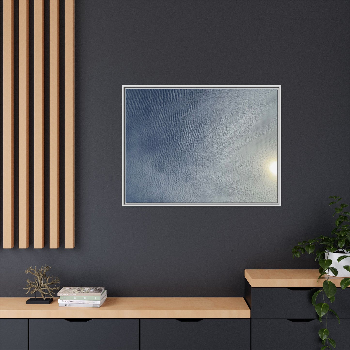 Undulating Whispers of Cerulean Stillness - Unique Stretched Canvas Wall Art - Art By Earth