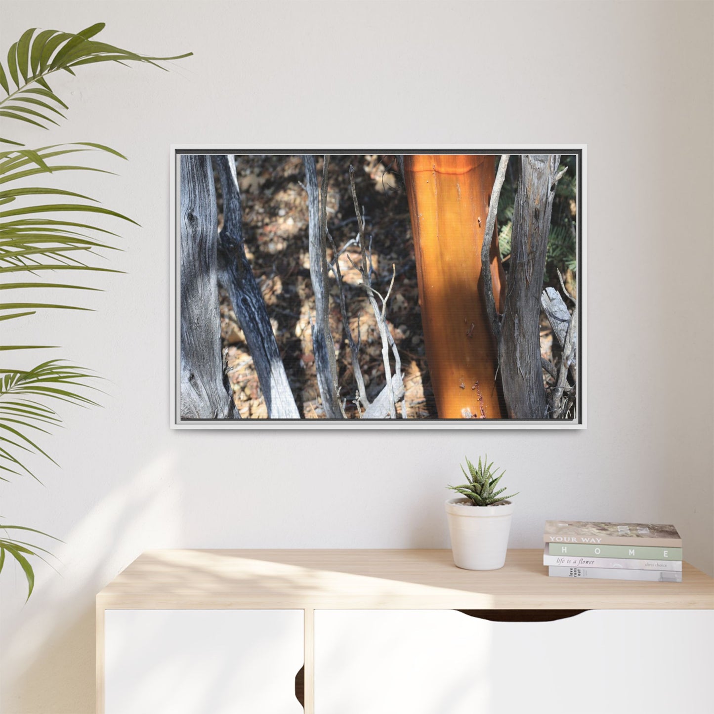 Burnt Trees and Golden Trunk - Unique Stretched Canvas Wall Art