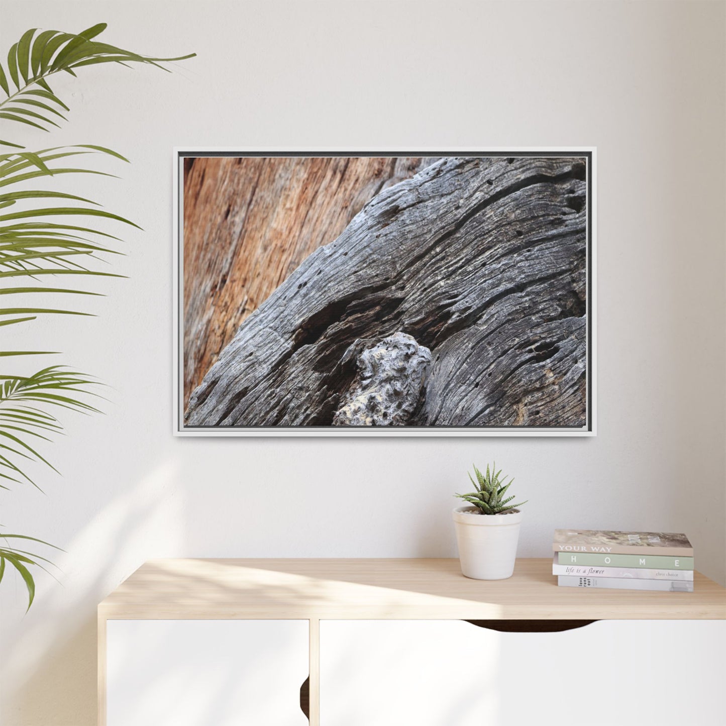 Time's Mark on Timber - Unique Stretched Canvas Wall Art - Art By Earth