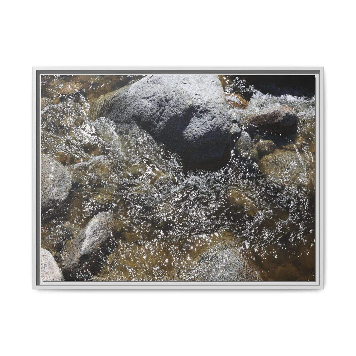 Water's Dance Over Stone - Unique Stretched Canvas Wall Art - Art By Earth