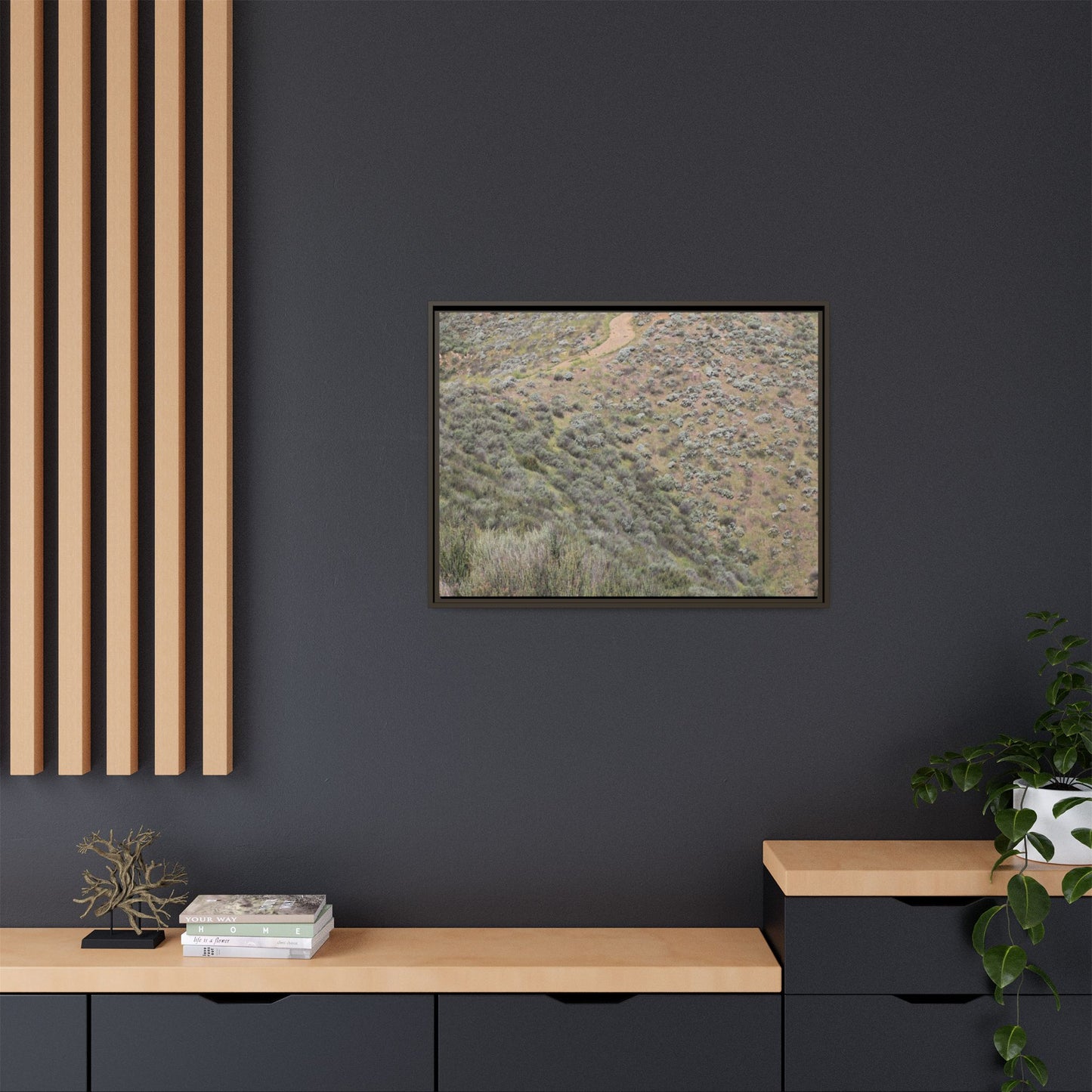 Arid Landscape with Winding Path - Unique Stretched Canvas Wall Art - Art By Earth