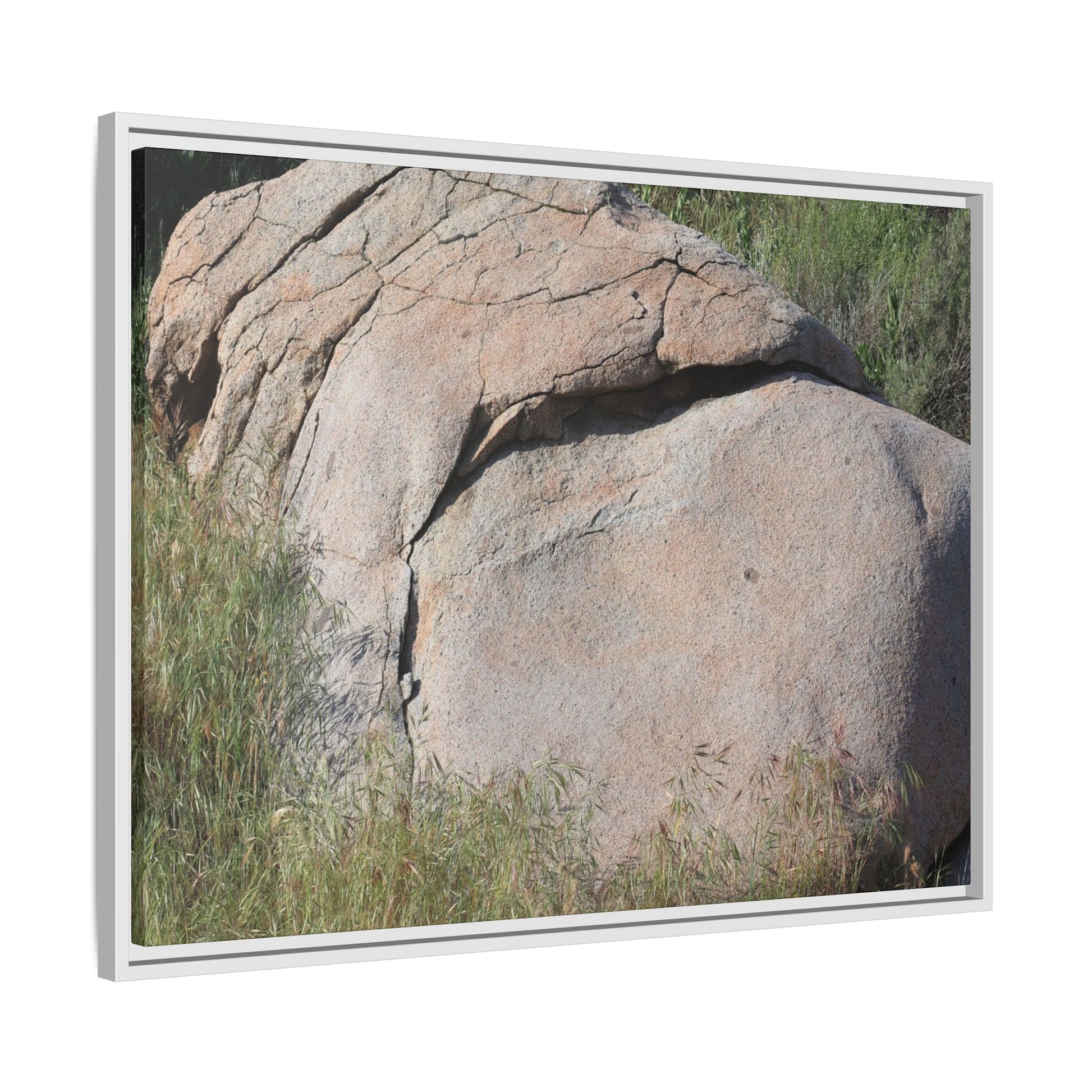 Stone Head Emerging from Earth - Unique Stretched Canvas Wall Art - Art By Earth