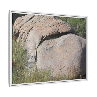 Stone Head Emerging from Earth - Unique Stretched Canvas Wall Art - Art By Earth