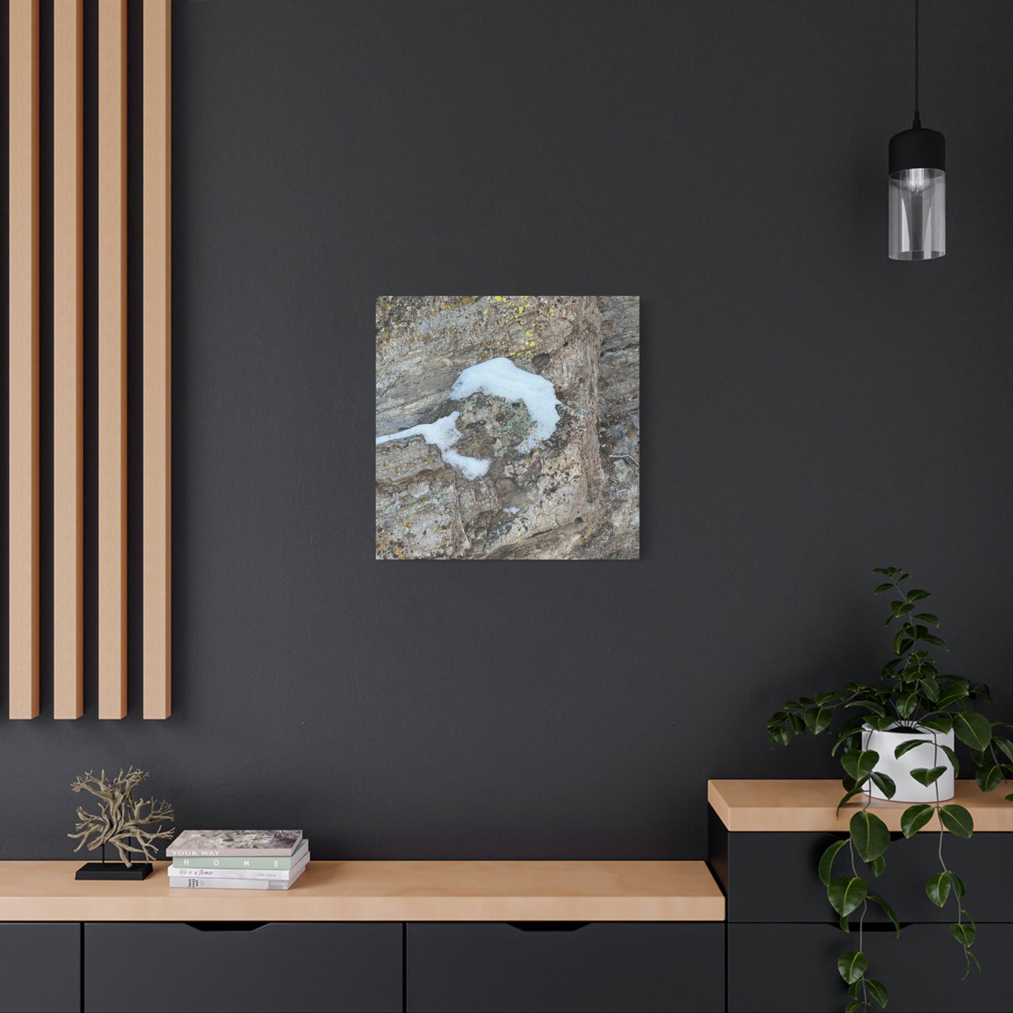 Snow on Stone - Unique Frameless Canvas Wall Art