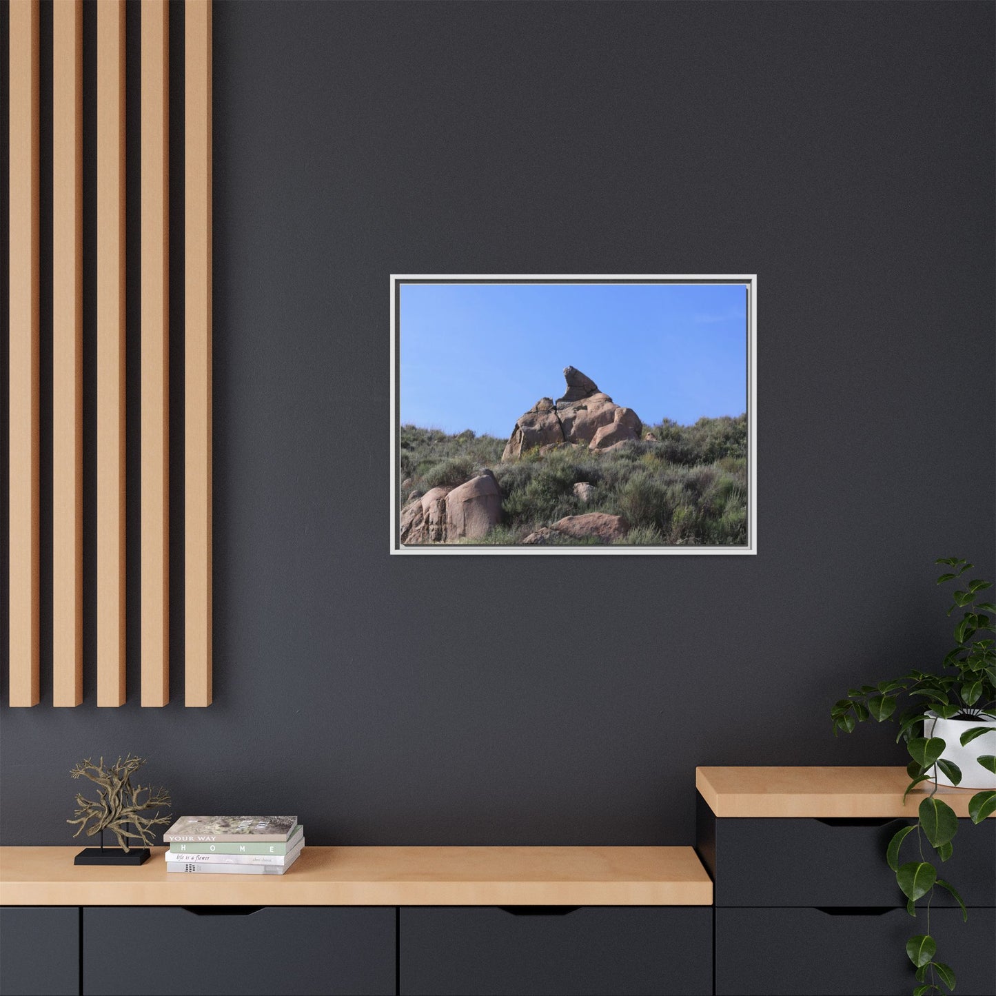 Sagebrush Landscape with Boulder Outcrop - Unique Stretched Canvas Wall Art - Art By Earth