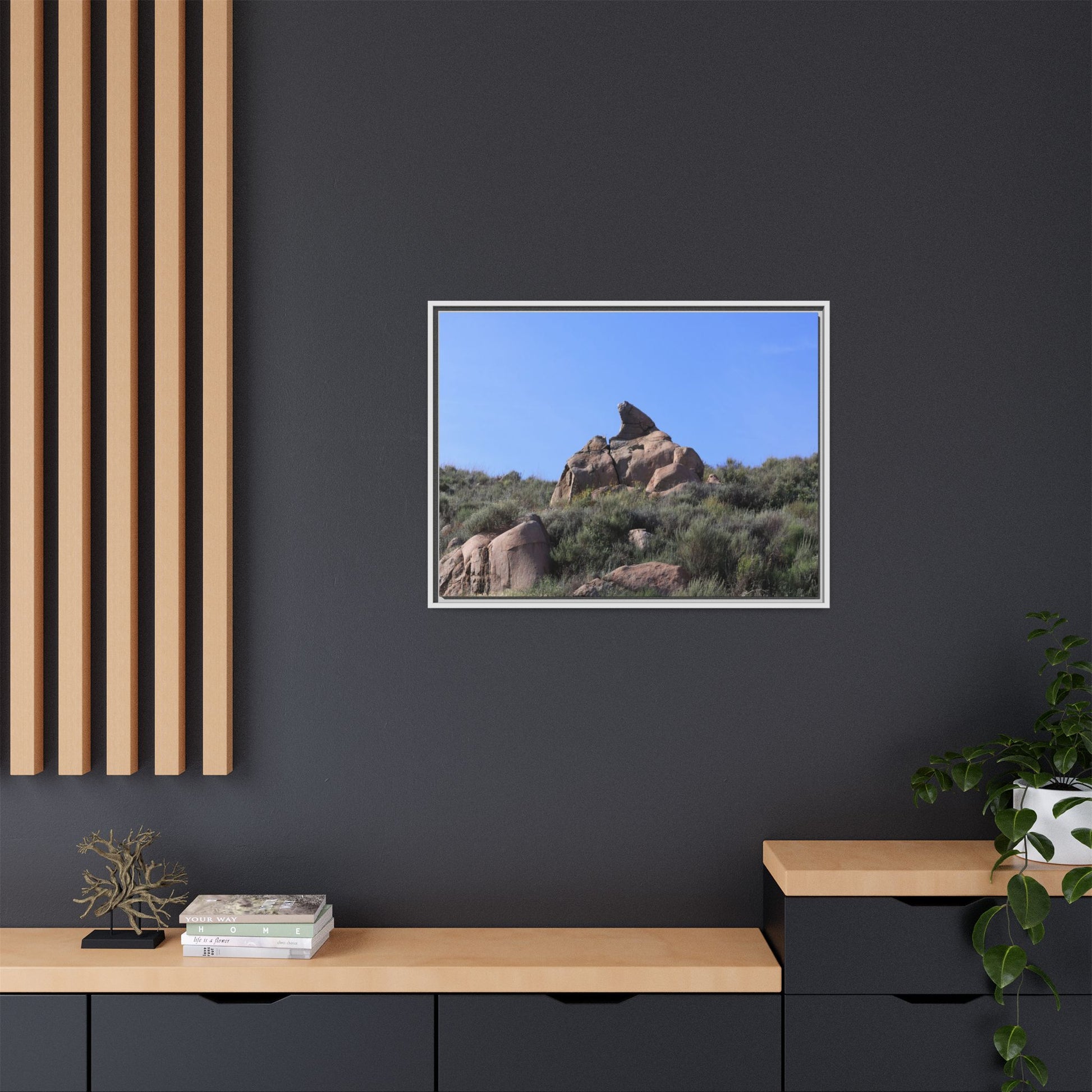 Sagebrush Landscape with Boulder Outcrop - Unique Stretched Canvas Wall Art - Art By Earth