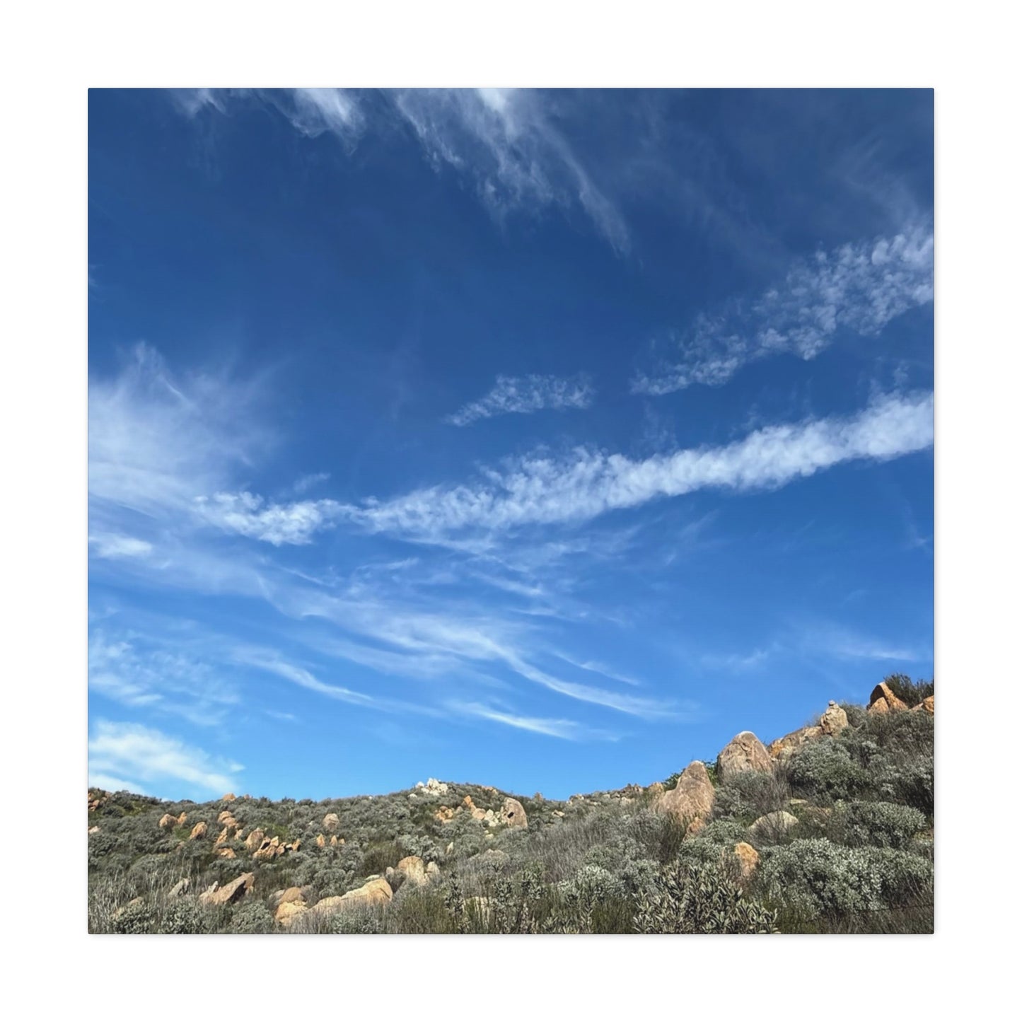 Desert Hills Under Blue Sky - Unique Frameless Canvas Wall Art - Art By Earth