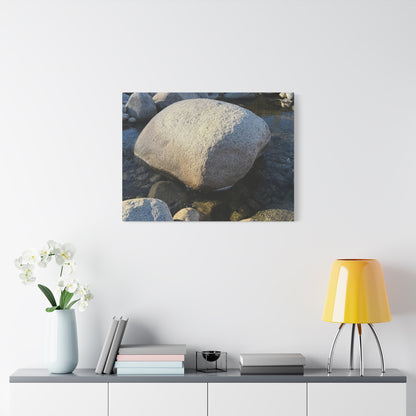 Boulder in Stream - Unique Frameless Canvas Wall Art - Art By Earth