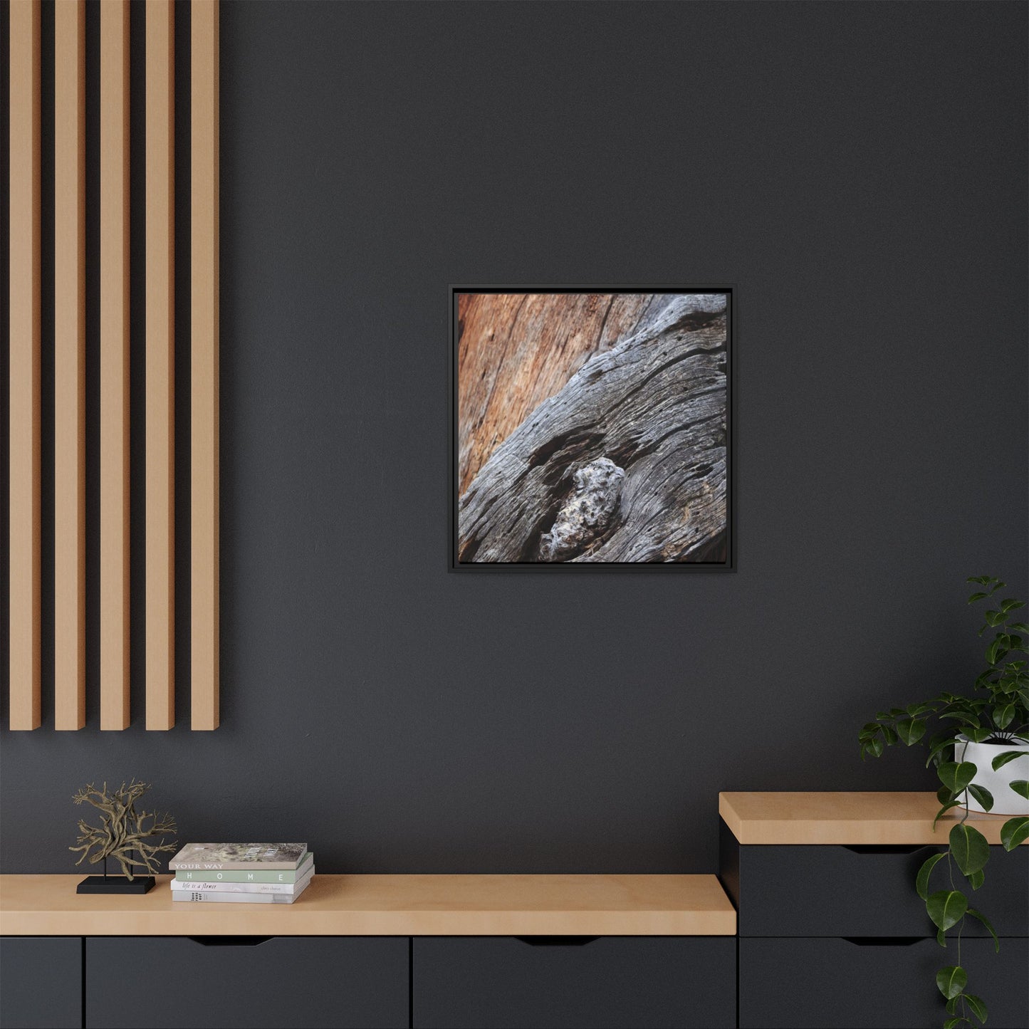 Time's Mark on Timber - Unique Stretched Canvas Wall Art - Art By Earth