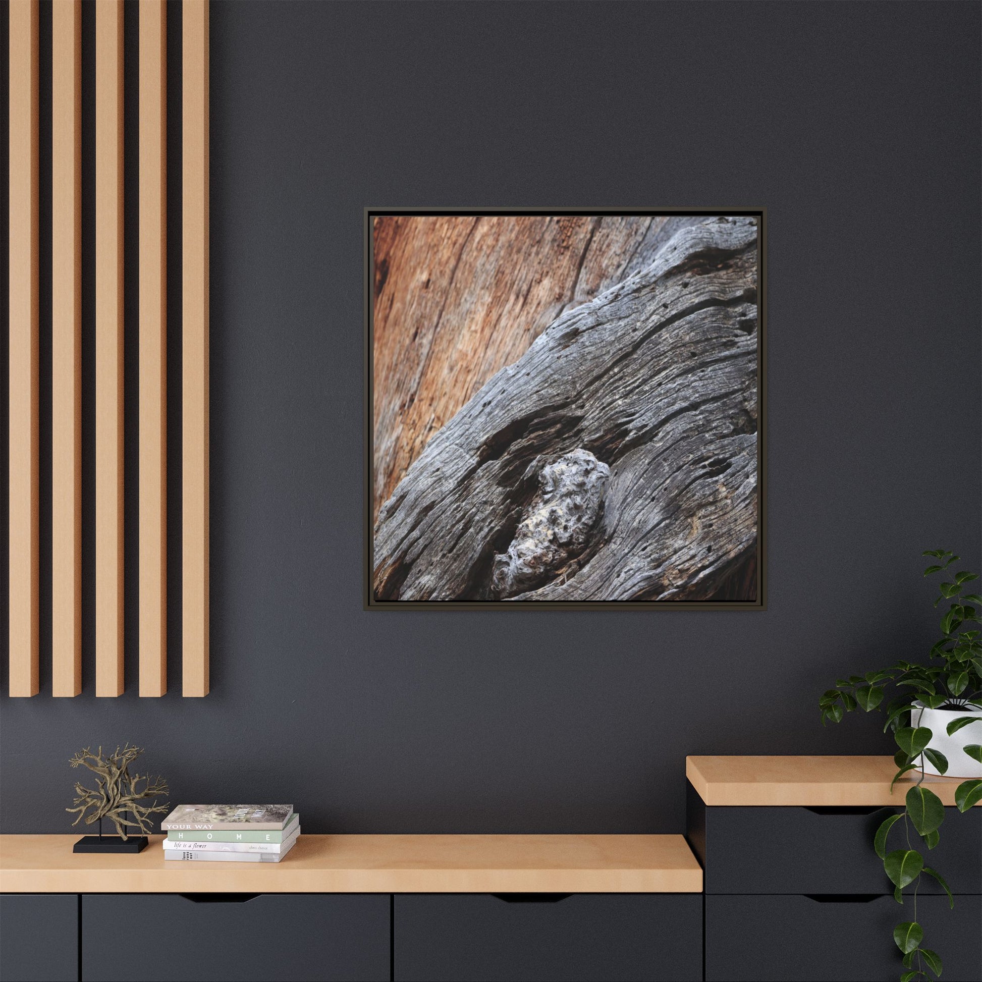Time's Mark on Timber - Unique Stretched Canvas Wall Art - Art By Earth