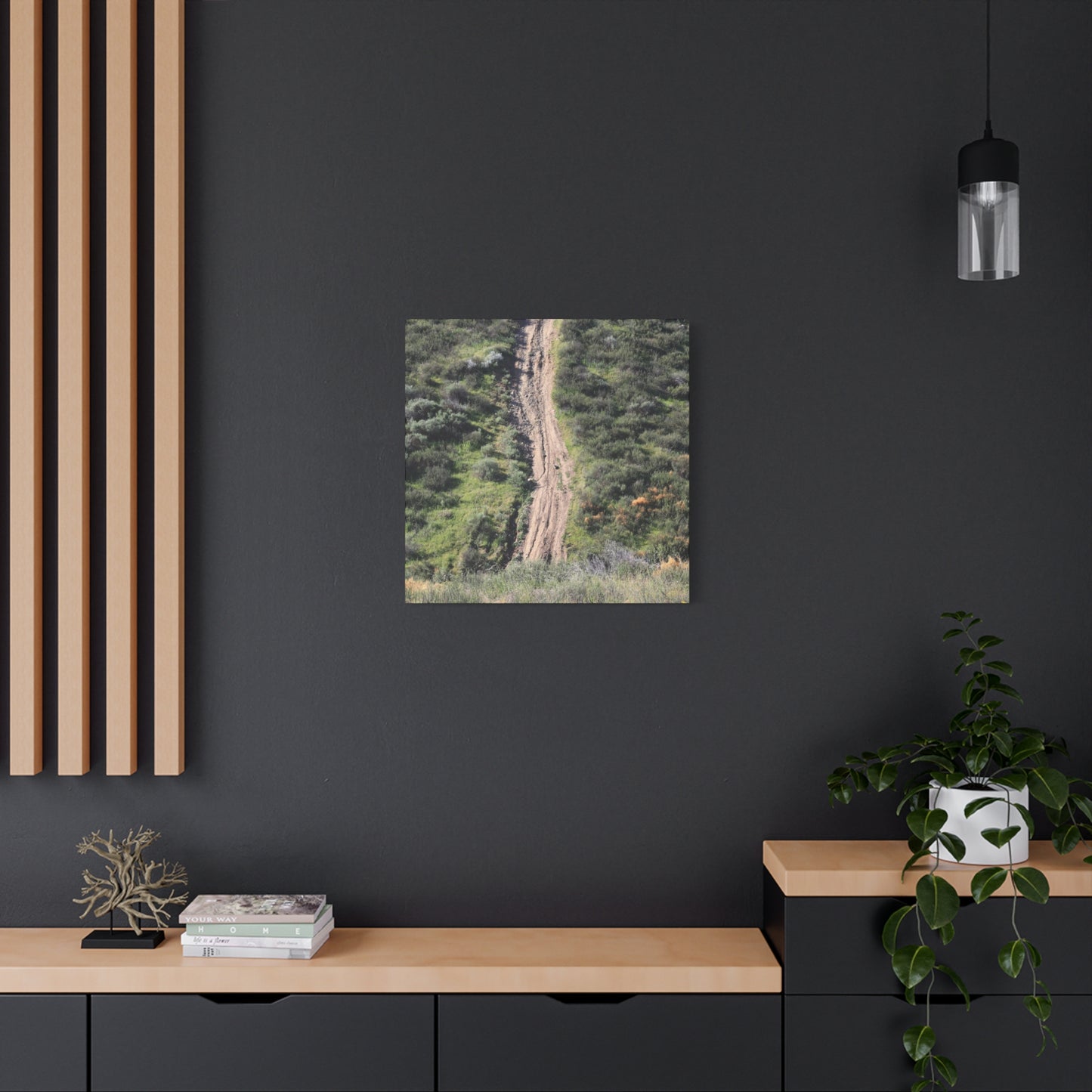 Straight Road Cutting Through Wilderness - Unique Frameless Canvas Wall Art - Art By Earth