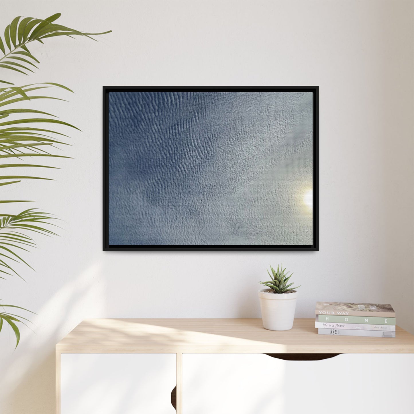 Undulating Whispers of Cerulean Stillness - Unique Stretched Canvas Wall Art - Art By Earth