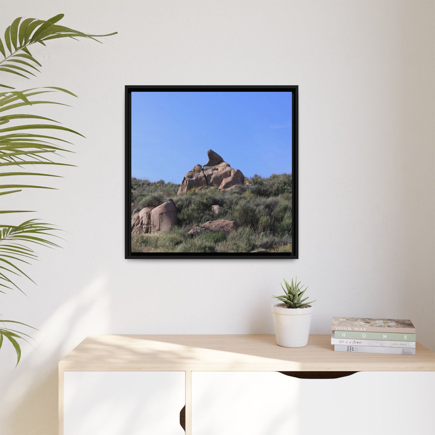 Sagebrush Landscape with Boulder Outcrop - Unique Stretched Canvas Wall Art - Art By Earth