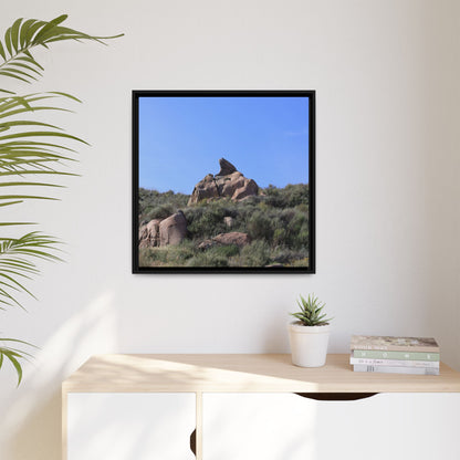 Sagebrush Landscape with Boulder Outcrop - Unique Stretched Canvas Wall Art - Art By Earth