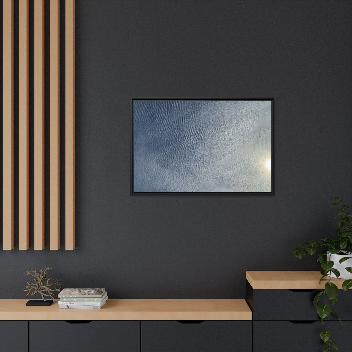 Undulating Whispers of Cerulean Stillness - Unique Stretched Canvas Wall Art - Art By Earth