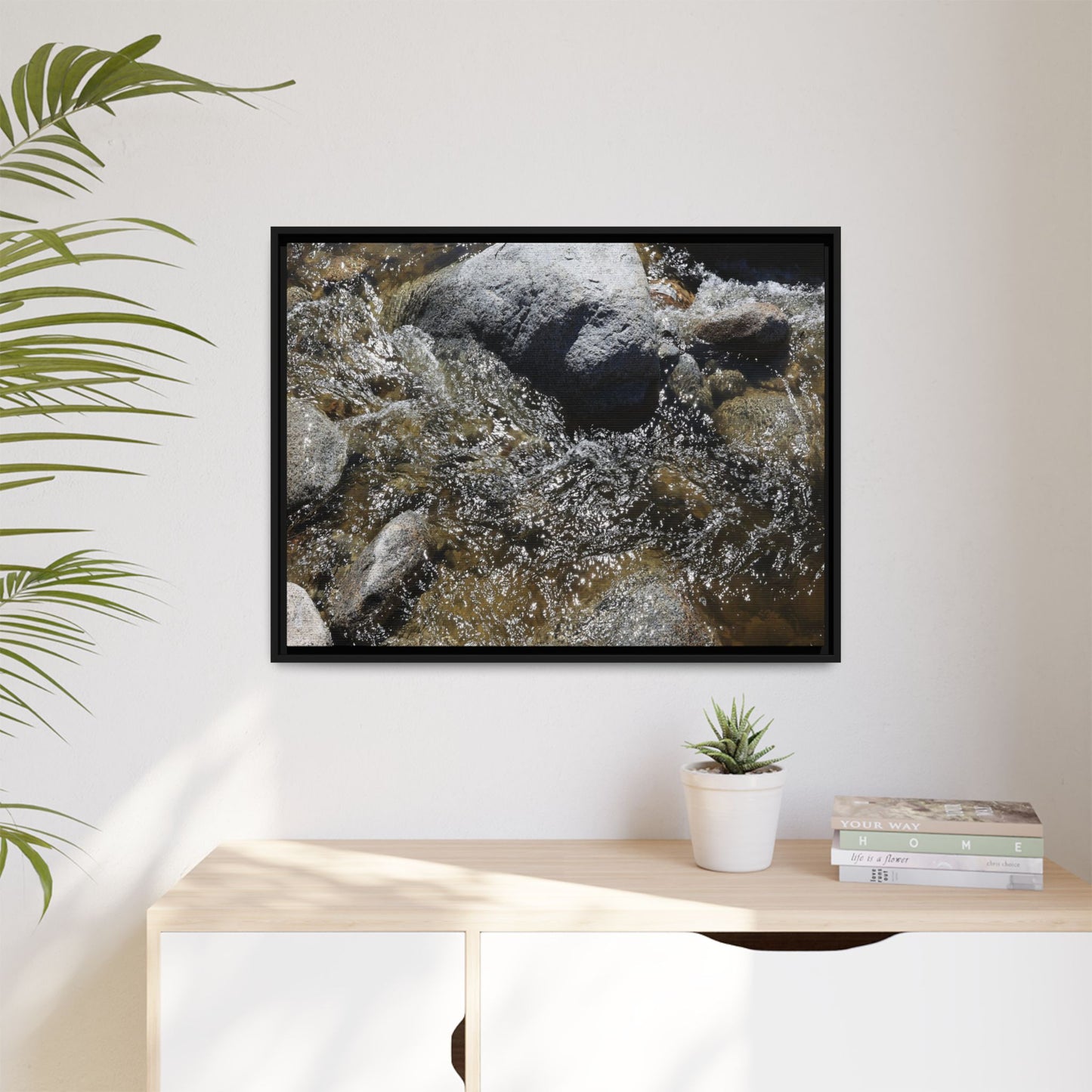 Water's Dance Over Stone - Unique Stretched Canvas Wall Art - Art By Earth