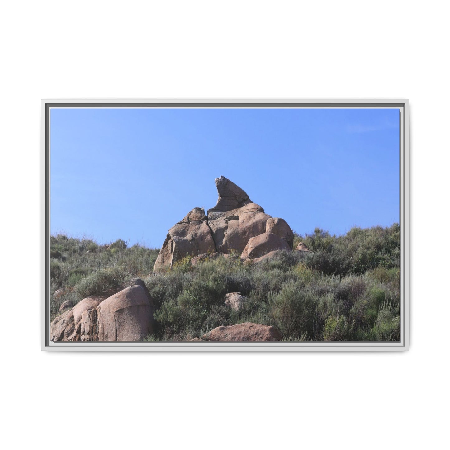 Sagebrush Landscape with Boulder Outcrop - Unique Stretched Canvas Wall Art - Art By Earth