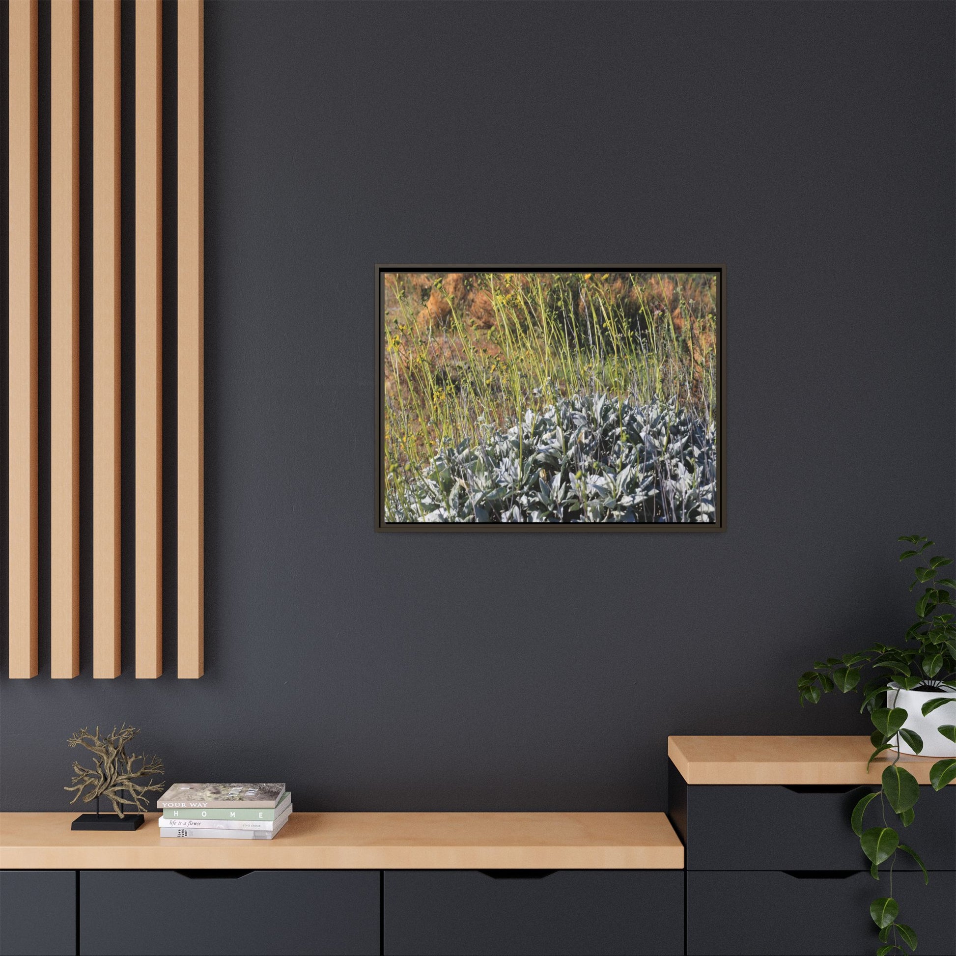 Arid Landscape with Yellow Flowers - Unique Stretched Canvas Wall Art - Art By Earth