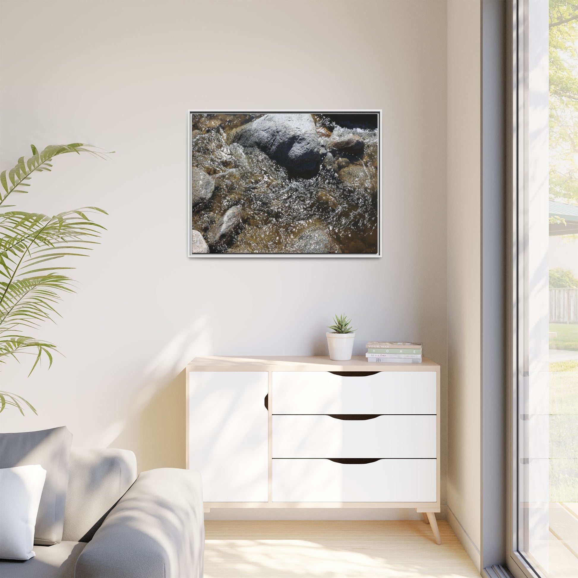 Water's Dance Over Stone - Unique Stretched Canvas Wall Art - Art By Earth