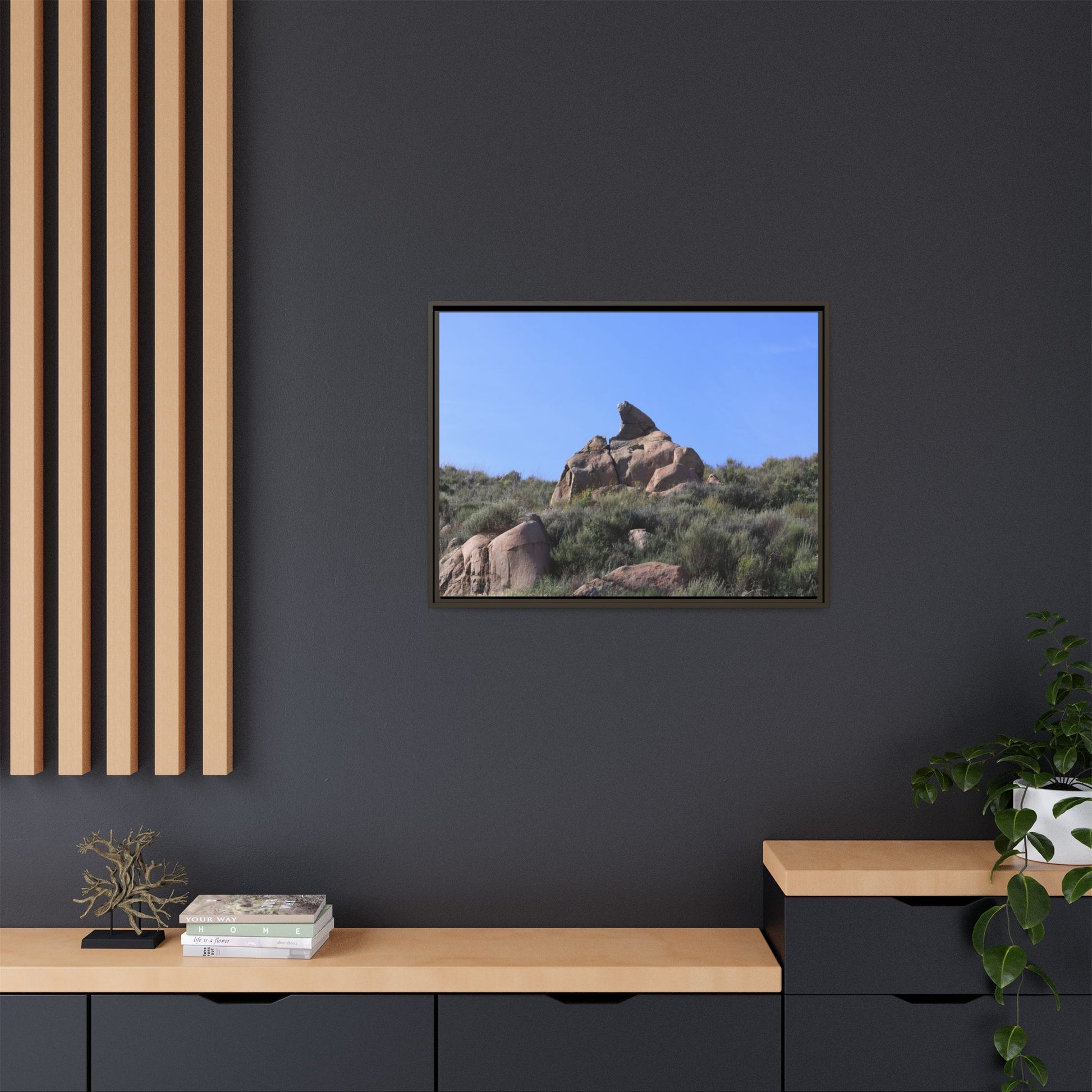 Sagebrush Landscape with Boulder Outcrop - Unique Stretched Canvas Wall Art - Art By Earth