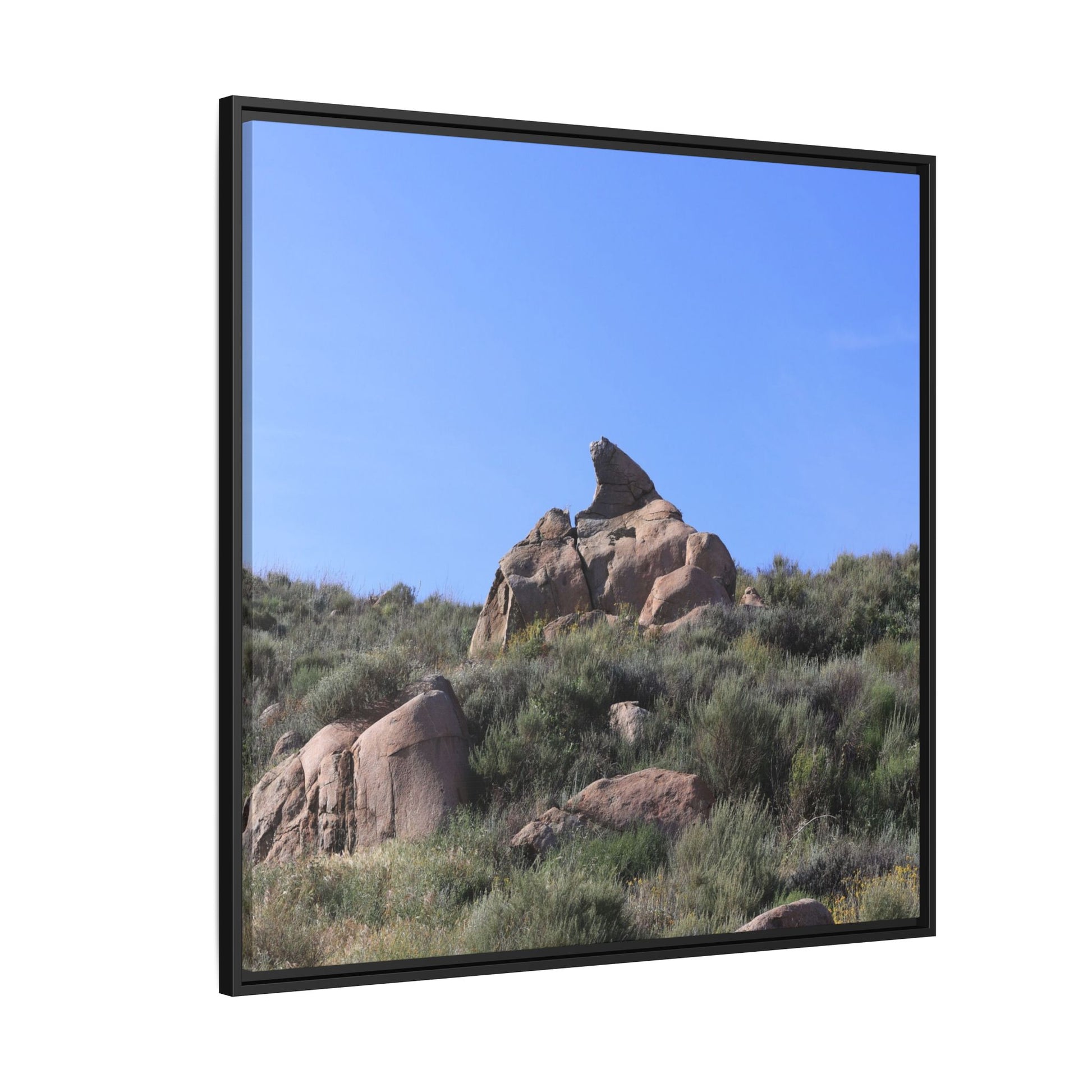 Sagebrush Landscape with Boulder Outcrop - Unique Stretched Canvas Wall Art - Art By Earth