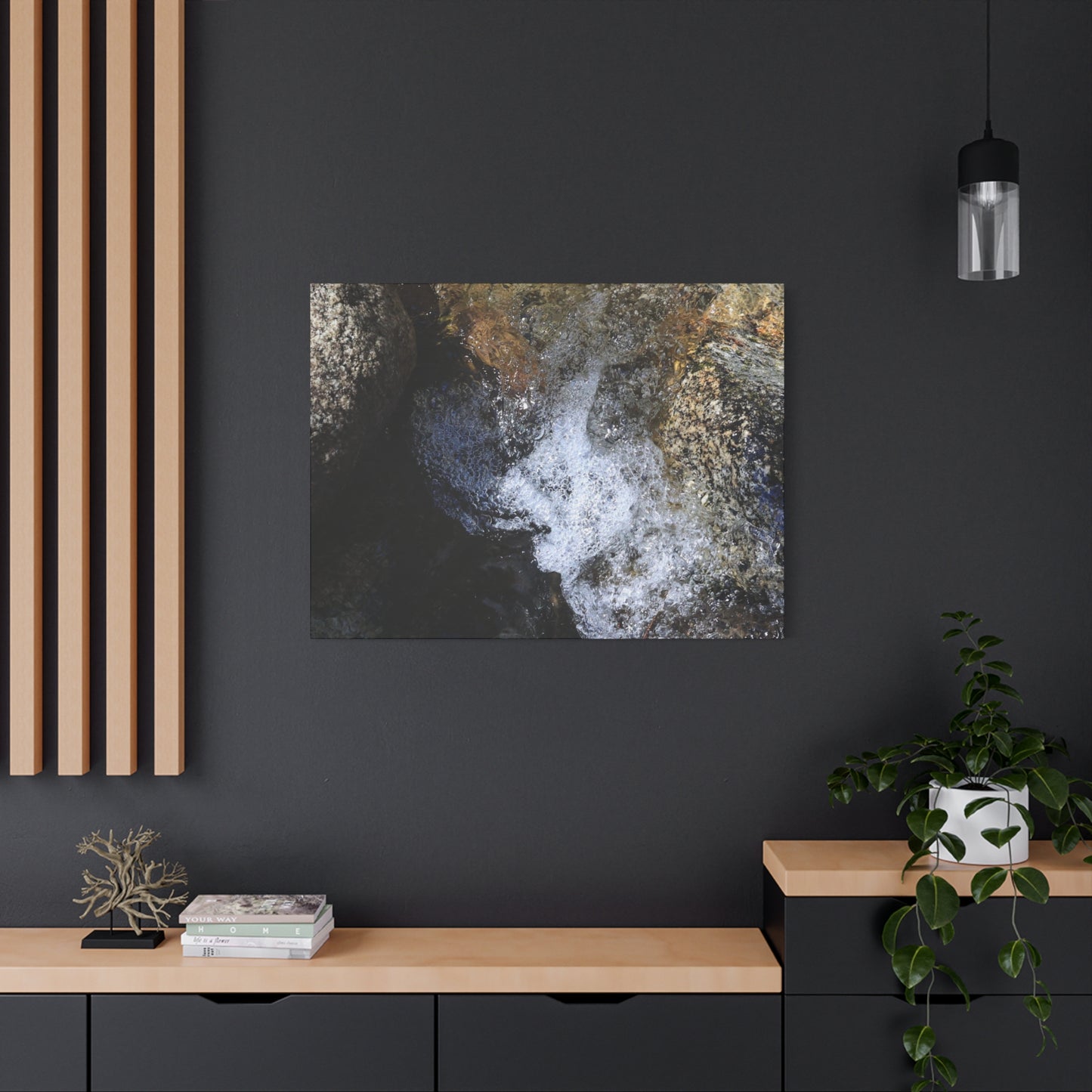 Water's Whisper Between Stone - Unique Frameless Canvas Wall Art - Art By Earth
