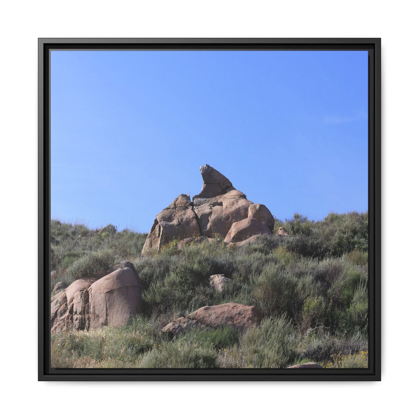 Sagebrush Landscape with Boulder Outcrop - Unique Stretched Canvas Wall Art - Art By Earth