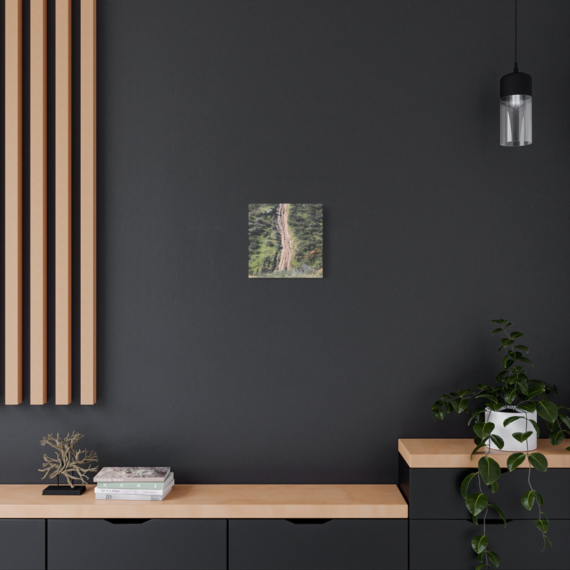 Straight Road Cutting Through Wilderness - Unique Frameless Canvas Wall Art - Art By Earth