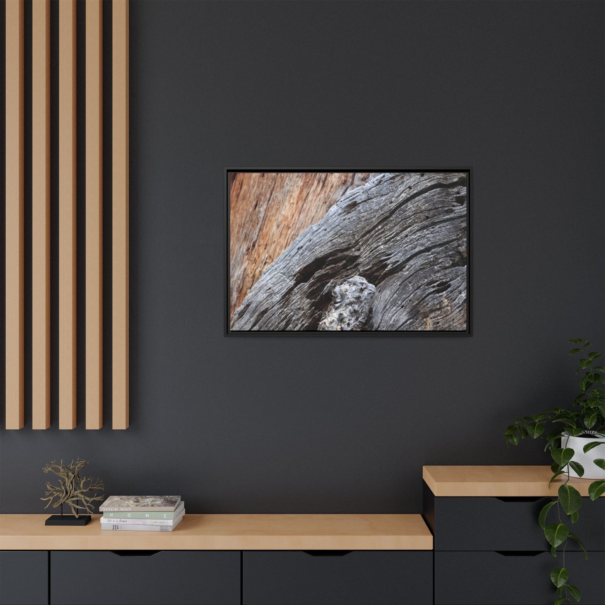 Time's Mark on Timber - Unique Stretched Canvas Wall Art - Art By Earth