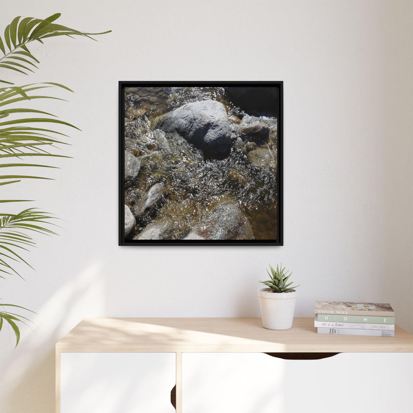 Water's Dance Over Stone - Unique Stretched Canvas Wall Art - Art By Earth